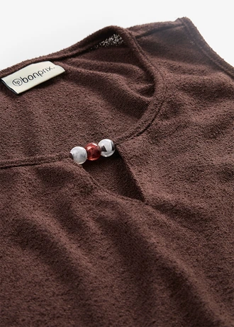 Gebreide top met pareldetail • donkerbruin plus size • bonprix online shop