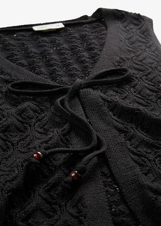 Gebreid ajour vest • zwart • bonprix online shop