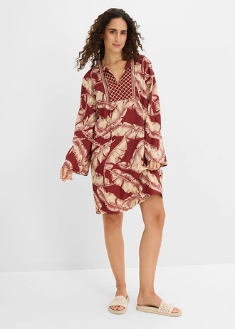 Robe-tunique fluide • rouge désert-sable clair imprimé • Boutique bonprix