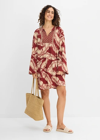 Tuniekjurk van een soepele viscosemix • woestijnrood-lichtsand met print • bonprix online shop