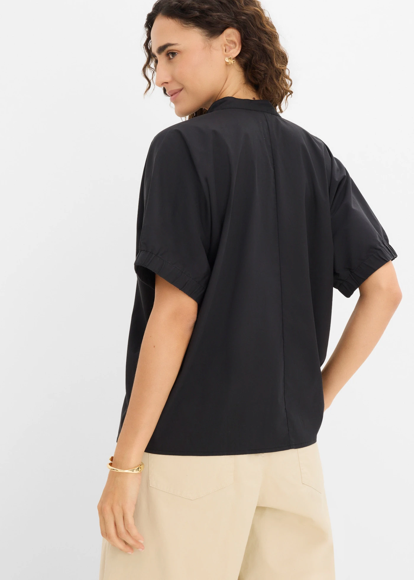 Oversized blouse met korte mouwen • zwart • bonprix online shop