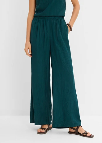 Broek in een viscosemix met plissélook • diepgroen • bonprix online shop