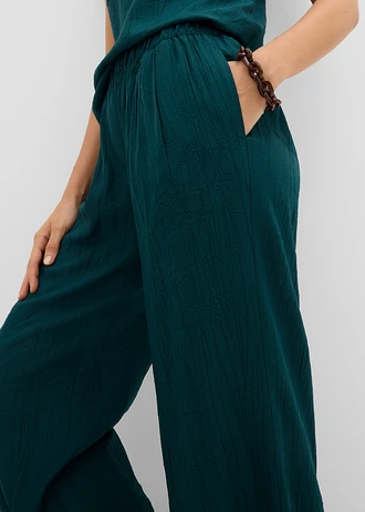 Broek in een viscosemix met plissélook • diepgroen • bonprix online shop