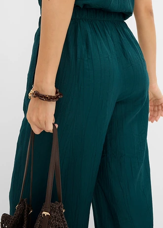 Broek in een viscosemix met plissélook • diepgroen • bonprix online shop