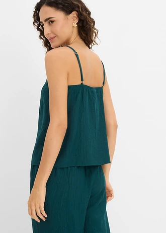 Top in een viscosemix met plissélook • diepgroen • bonprix online shop