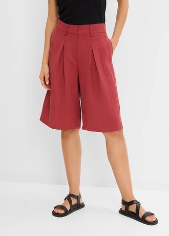 Pantaloni-bermude din material cu viscoză, culoare: roșu oxid