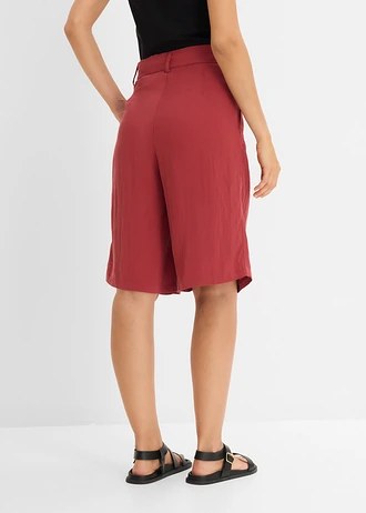 Pantaloni-bermude din material cu viscoză, culoare: roșu oxid