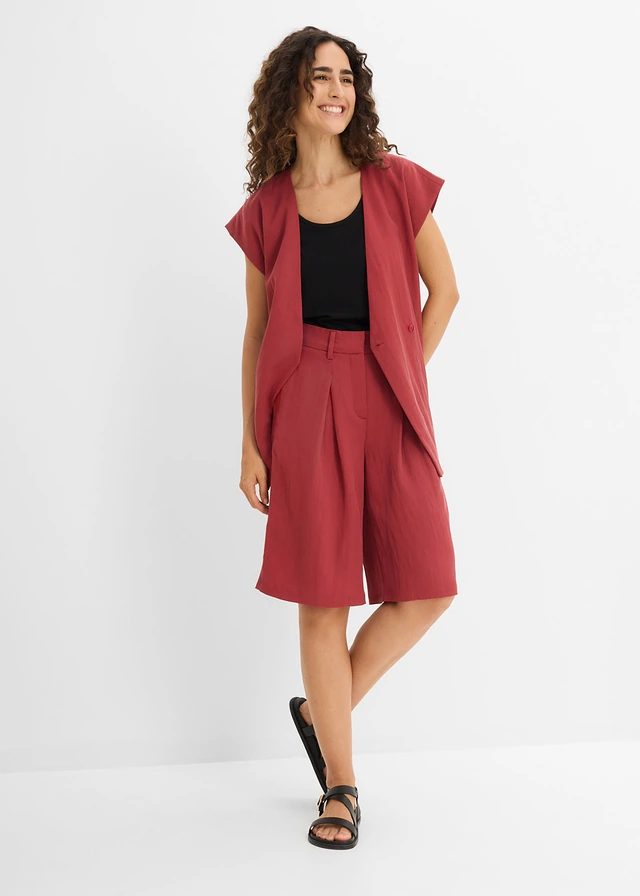 Bermuda en viscose mélangée, Couleur: rouge désert