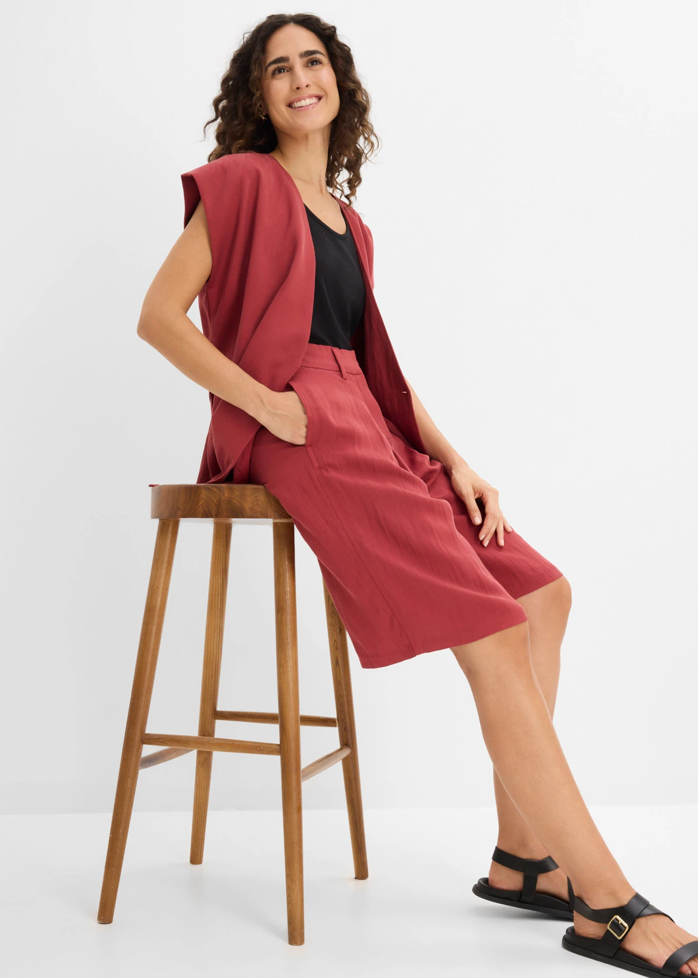 Bermuda en viscose mélangée • rouge désert • Boutique bonprix