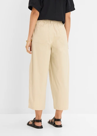 Pantalon barrel en coton extensible • sable clair • Boutique bonprix