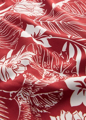 T-shirt en jersey viscose • devant : rouge désert-écru imprimédos : rouge désert uni • Boutique bonprix