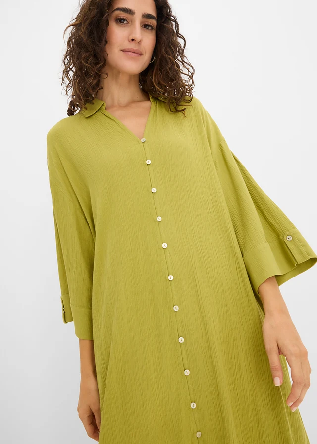 Robe caftan en viscose fluide • vert cactus • product-page.page-title-suffix