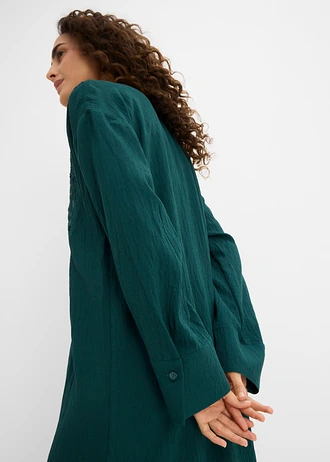 Rochie caftan vaporoasă, cu ornamente • verde profund • magazin bonprix