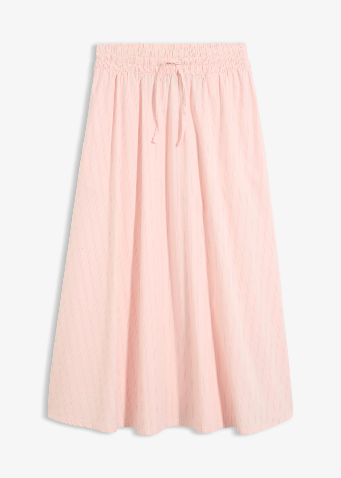 Jupe midi en coton extensible • rose clair-rose rayé • Boutique bonprix