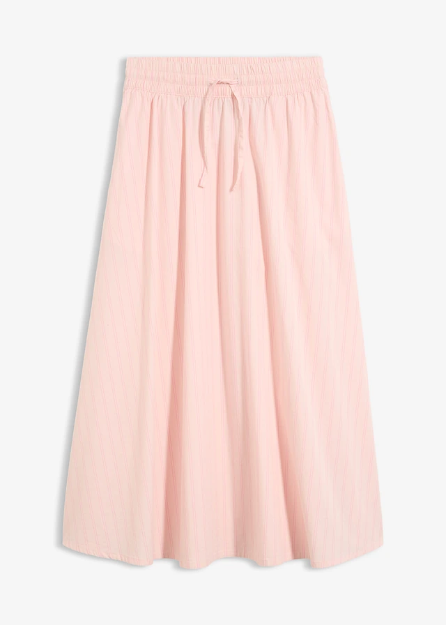 Jupe midi en coton extensible • rose clair-rose rayé • Boutique bonprix