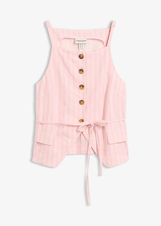 Blazer sans manches en lin mélangé • rose clair-rose rayé • Boutique bonprix