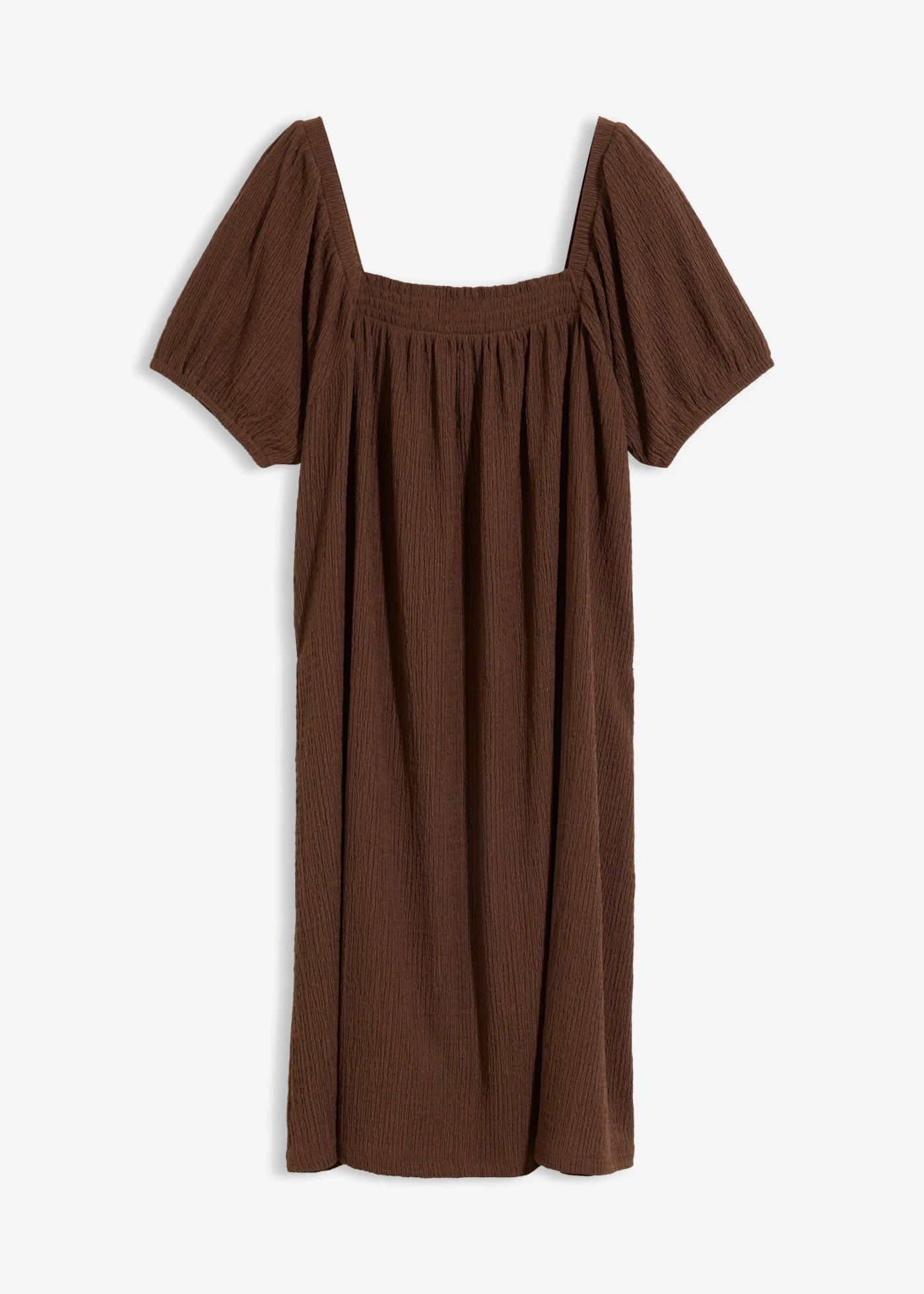 Jersey jurk van gestructureerde crêpe • bruin • bonprix online shop