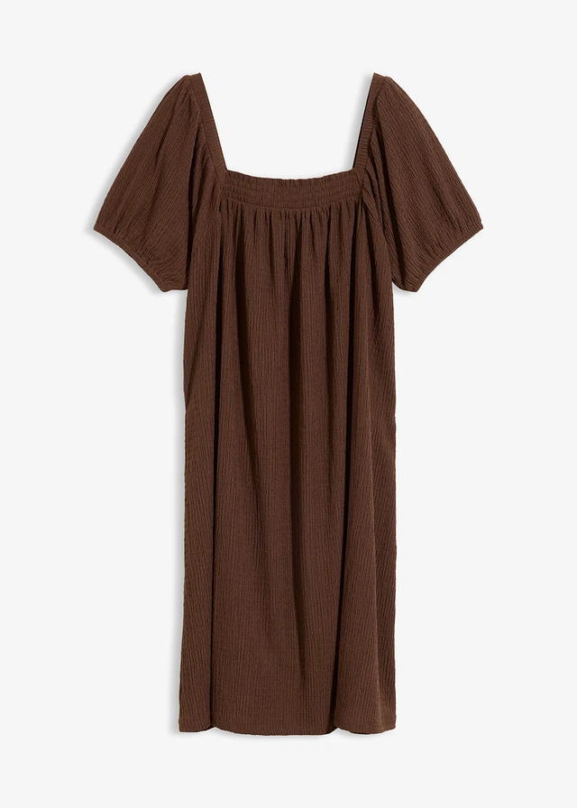Jersey jurk van gestructureerde crêpe • bruin • bonprix online shop