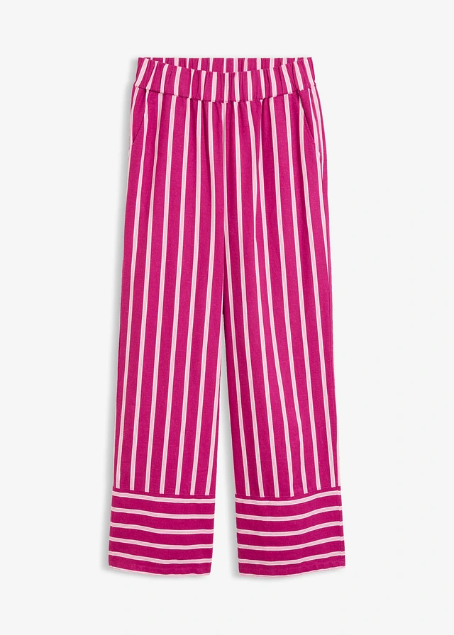 Pruhované kalhoty bez zapínání • fuchsiově pink-růžová s podélnými proužky • bonprix obchod