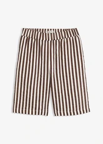 Short en gaze 100% coton, Couleur: marron-écru