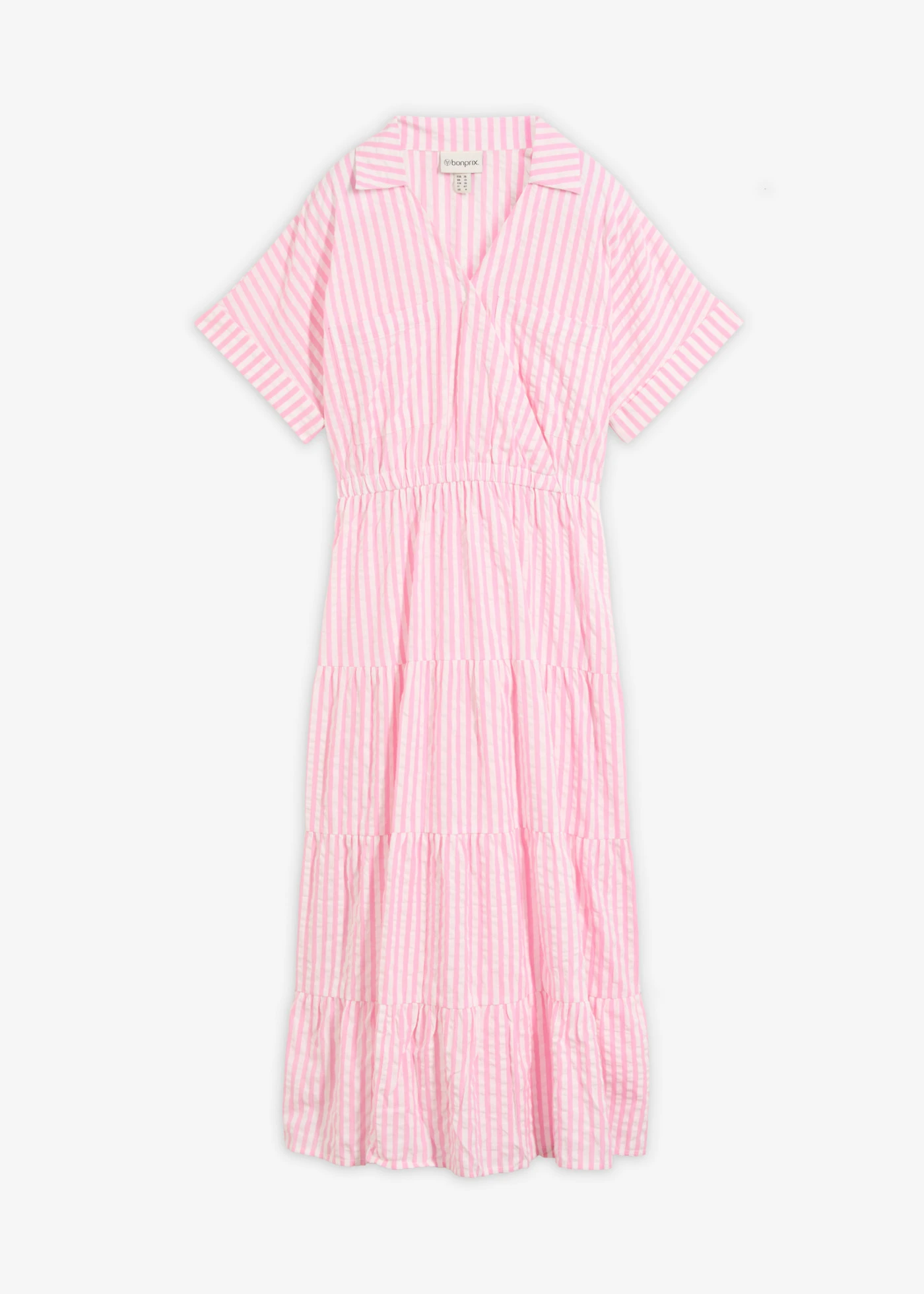 Rochie petrecută din bumbac 100% • roz-ecru cu dungi • magazin bonprix