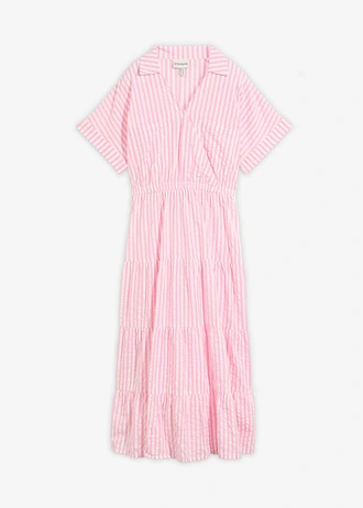 Rochie petrecută din bumbac 100% • roz-ecru cu dungi • magazin bonprix