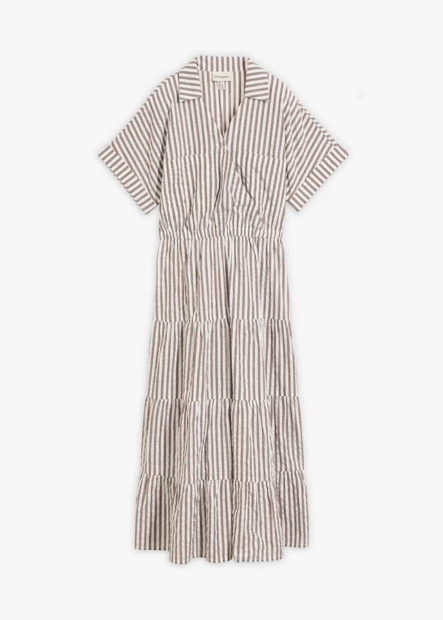 Wikkeljurk van puur katoen • bruin-wolwit gestreept • bonprix online shop