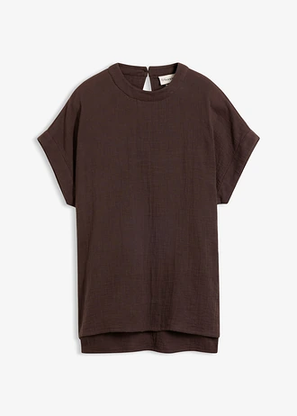 Blouse douce en gaze de coton • marron foncé • Boutique bonprix