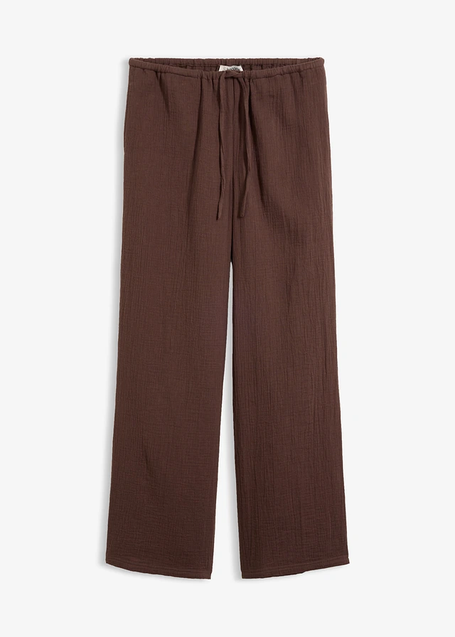 Pantaloni din muselină soft • maro închis • magazin bonprix
