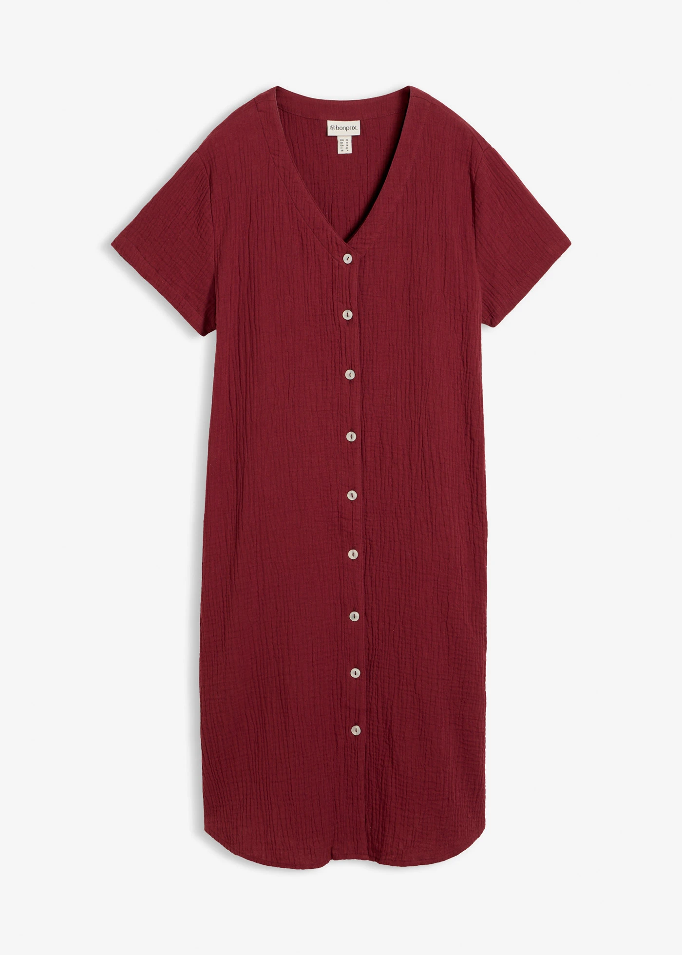 Robe chemise en gaze de coton douce • rouge rubis • Boutique bonprix