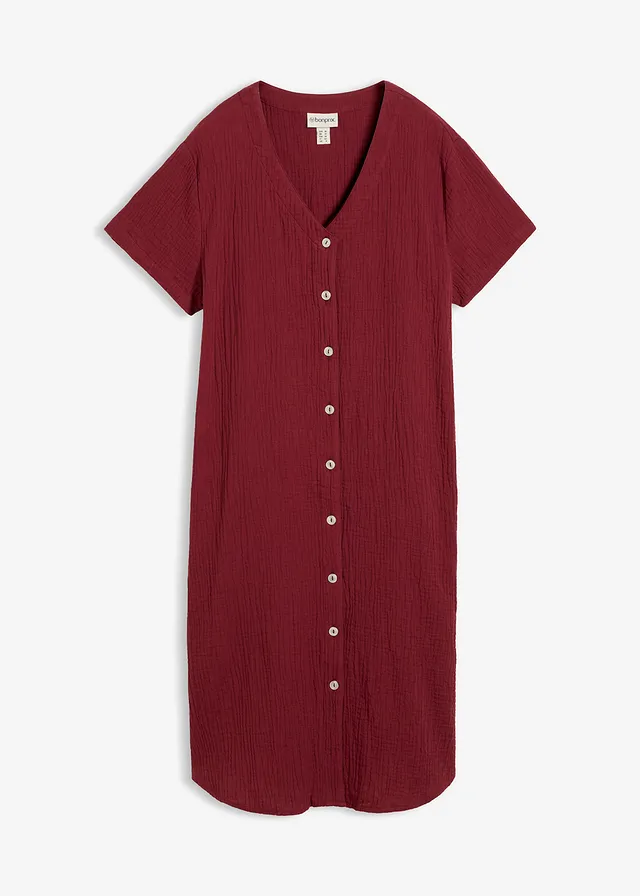 Rochie-bluză din muselină moale • roșu rubiniu • magazin bonprix