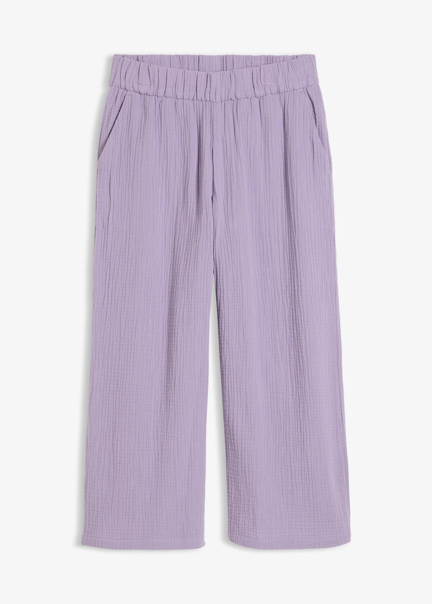 Pantalon large à pinces en gaze de coton • violine fumé • Boutique bonprix
