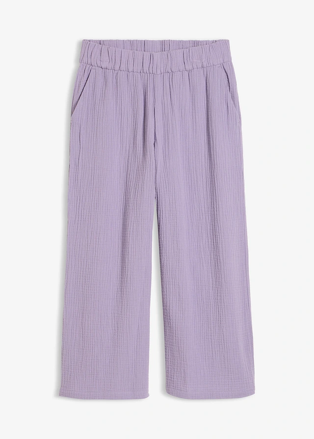 Pantaloni marlene din muselină din bumbac • violet fumuriu • magazin bonprix