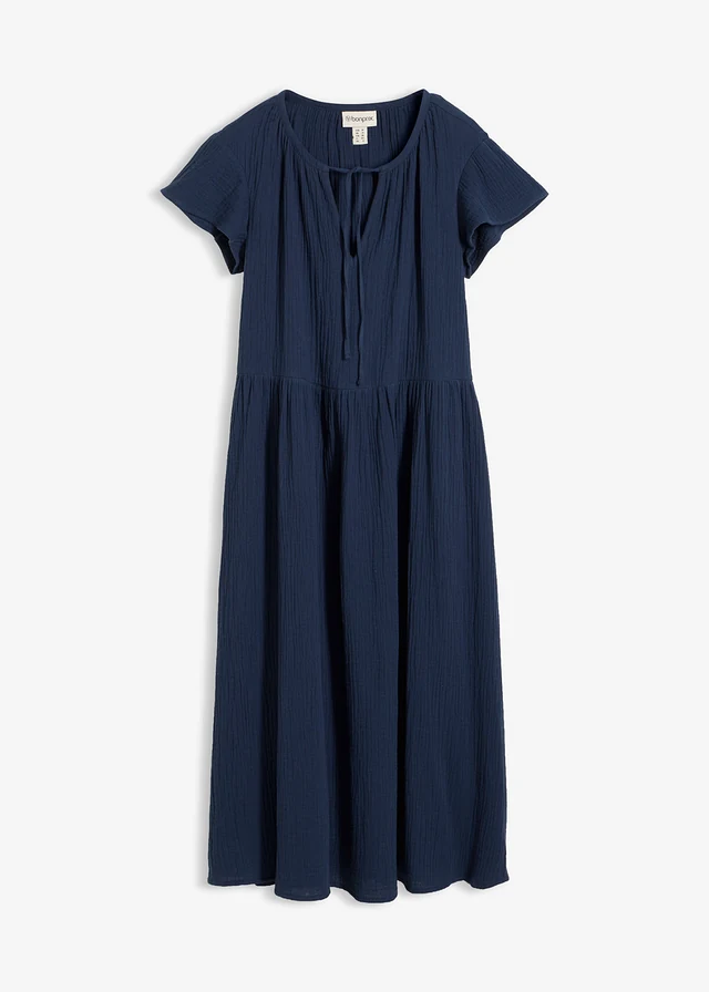 Jurk van zachte mousseline • donkerblauw • bonprix online shop