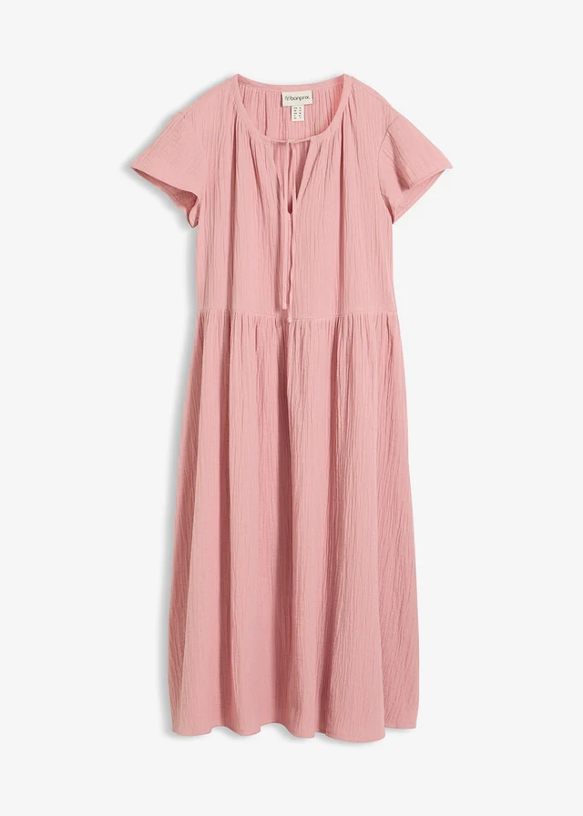Robe douce en gaze de coton • rose cendré • Boutique bonprix