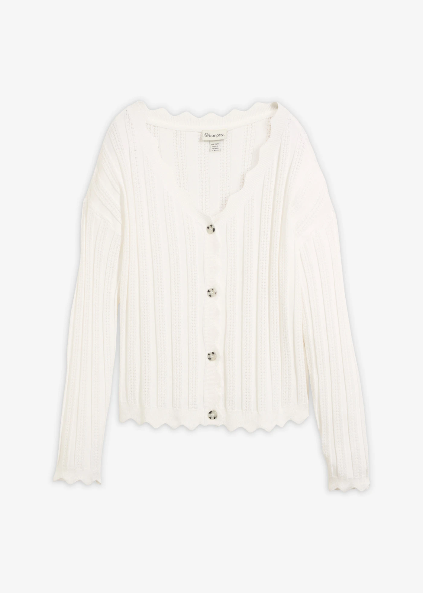 Gilet court en maille ajourée • écru • Boutique bonprix