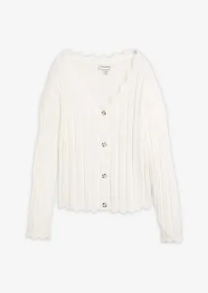 Gilet court en maille ajourée • écru • Boutique bonprix