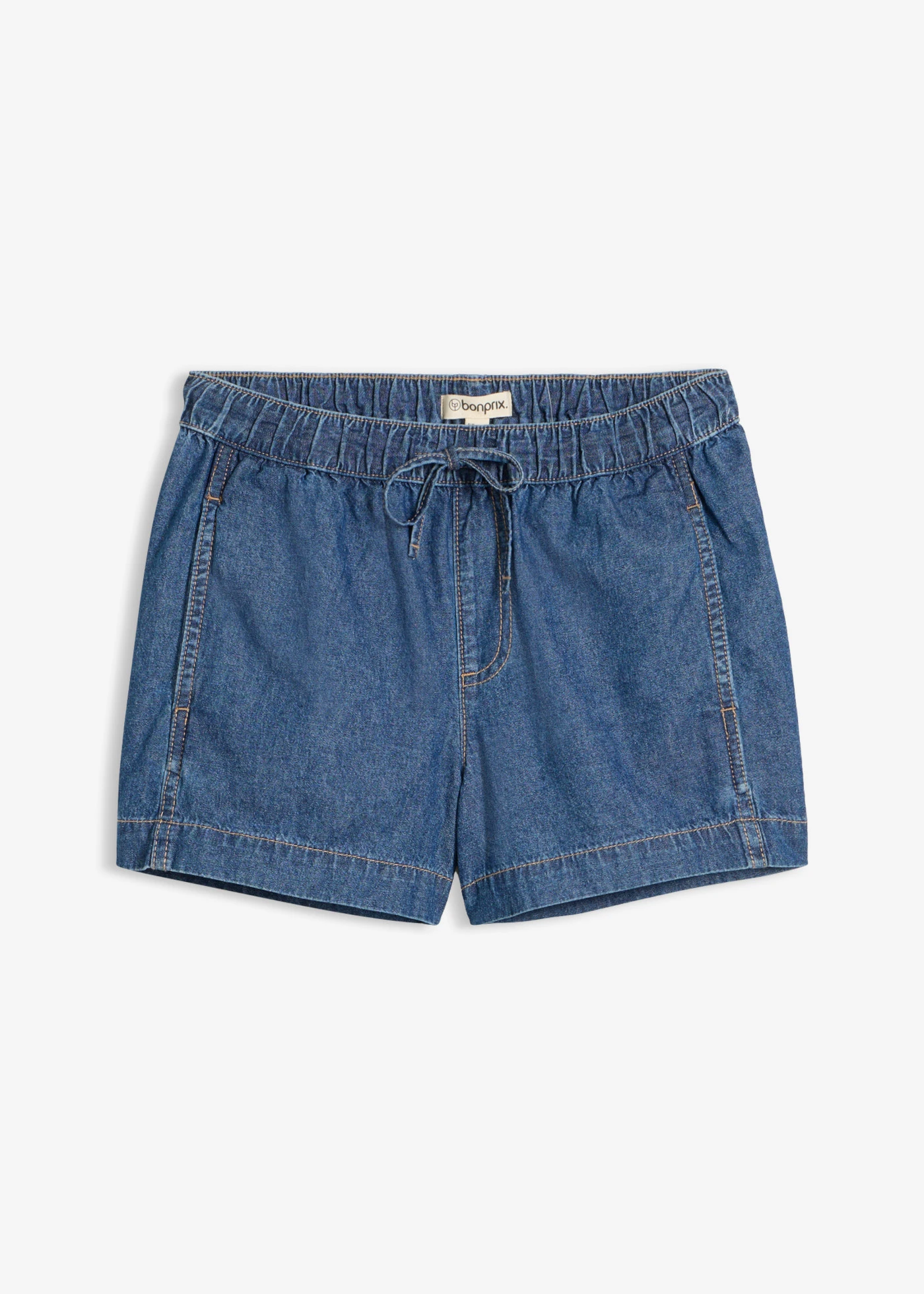 Jeans short met comfortband, mid waist • blauw denim used • bonprix online shop