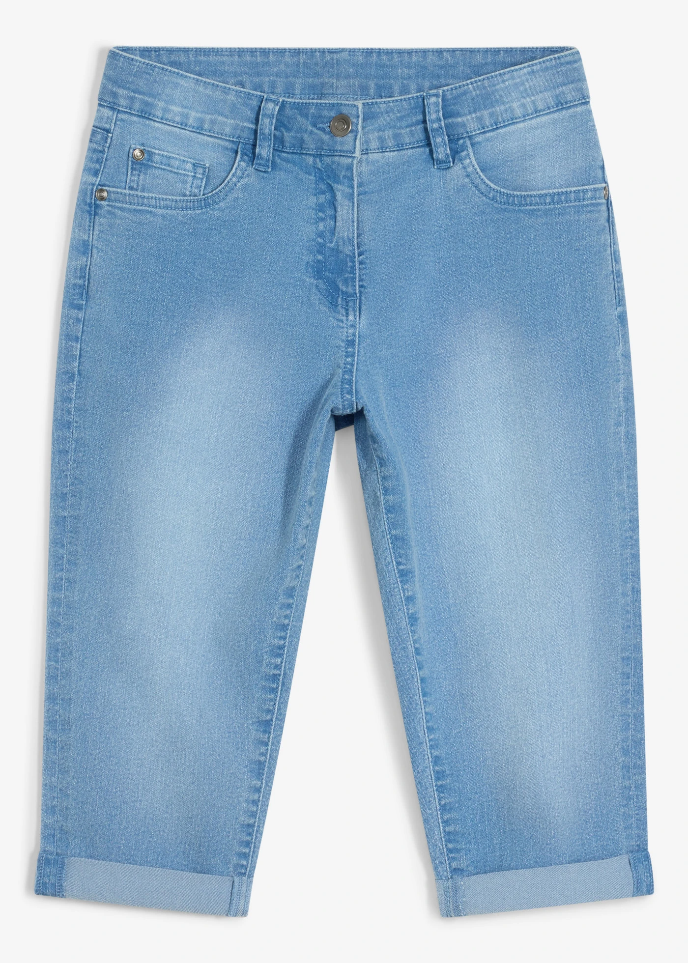 Capri jeans mid waist met verstelbare tailleband • lichtblauw denim • bonprix online shop