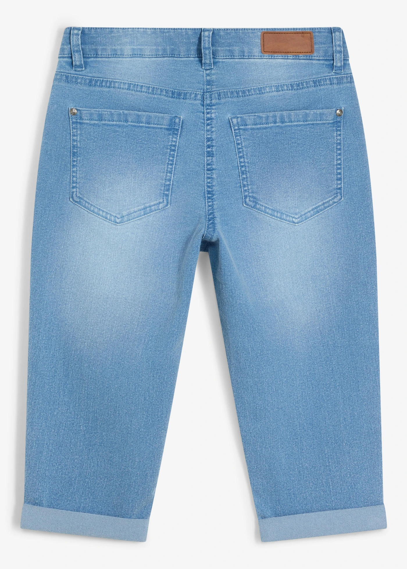 Dżinsy rybaczki mid waist z regulowaną talią • jasnoniebieski denim • sklep bonprix