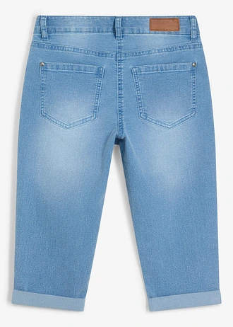 Capri jeans mid waist met verstelbare tailleband • lichtblauw denim • bonprix online shop