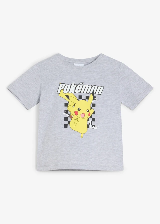 T-shirt Pokémon en jersey léger • gris clair chiné imprimé • Boutique bonprix