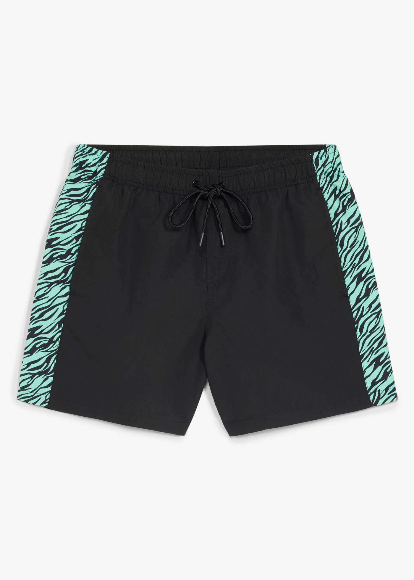 Șort de baie cu inserții cu imprimeu • negru-verde-mentol • magazin bonprix