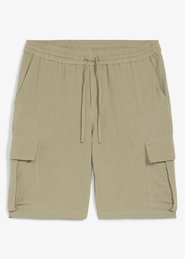 Bermuda van luchtige mousseline, regular fit