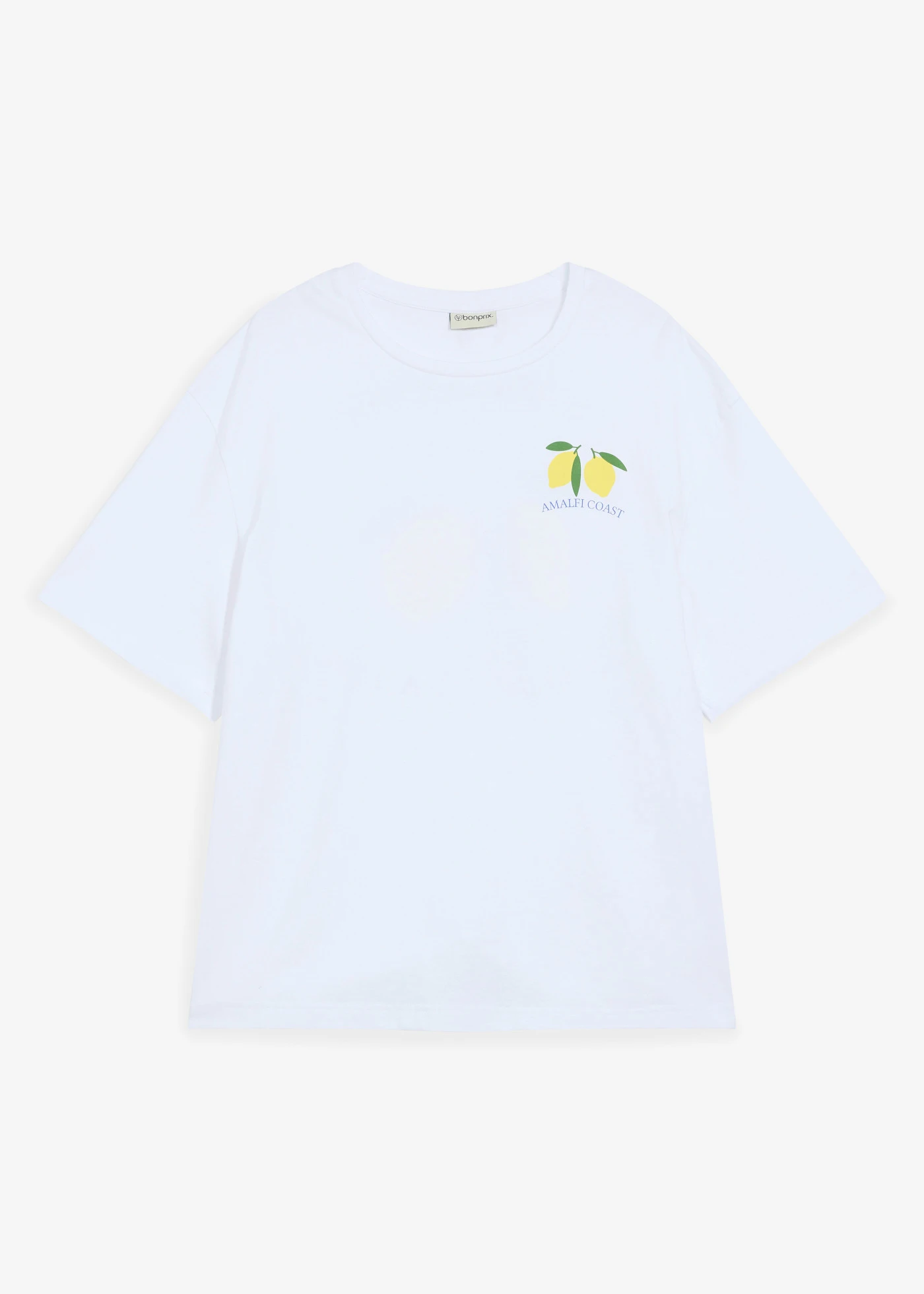 T-shirt z czystej bawełny organicznej, loose fit • biały z nadrukiem • sklep bonprix