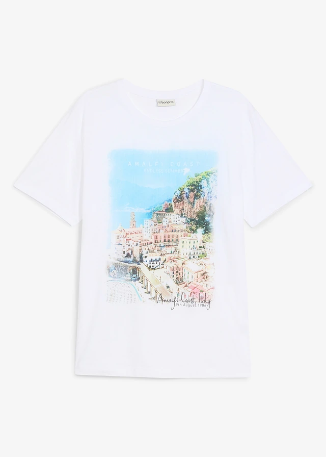 T-shirt van biologisch katoen, Kleur: wit met print