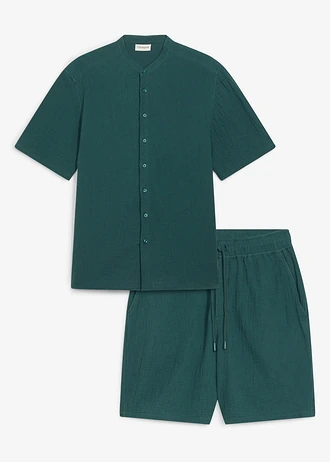 Overhemd en short van mousseline (2-dlg. set) • diepgroen • bonprix online shop