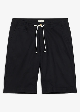 Regular fit bermuda van linnen, Kleur: zwart