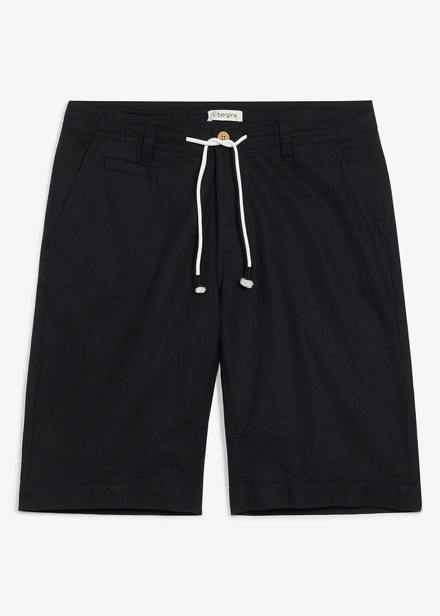 Bermudy ze vzdušné směsi se lnem, Regular Fit • černá • bonprix obchod