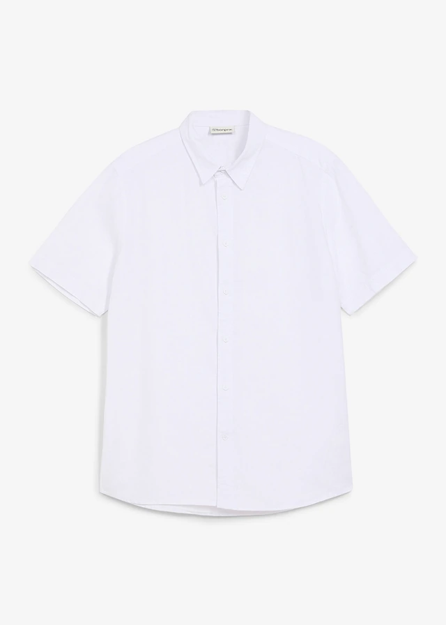 Overhemd met linnen, korte mouw • wit • bonprix online shop